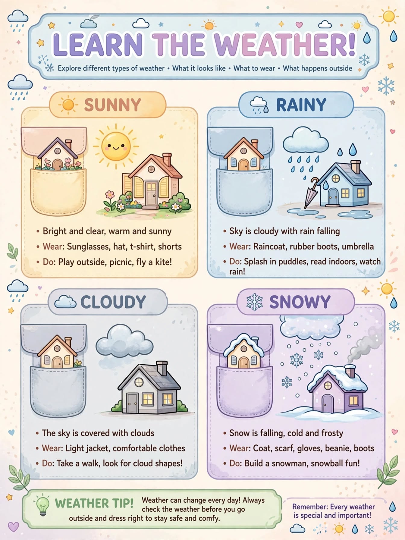 A sample educational page about different kinds of weather